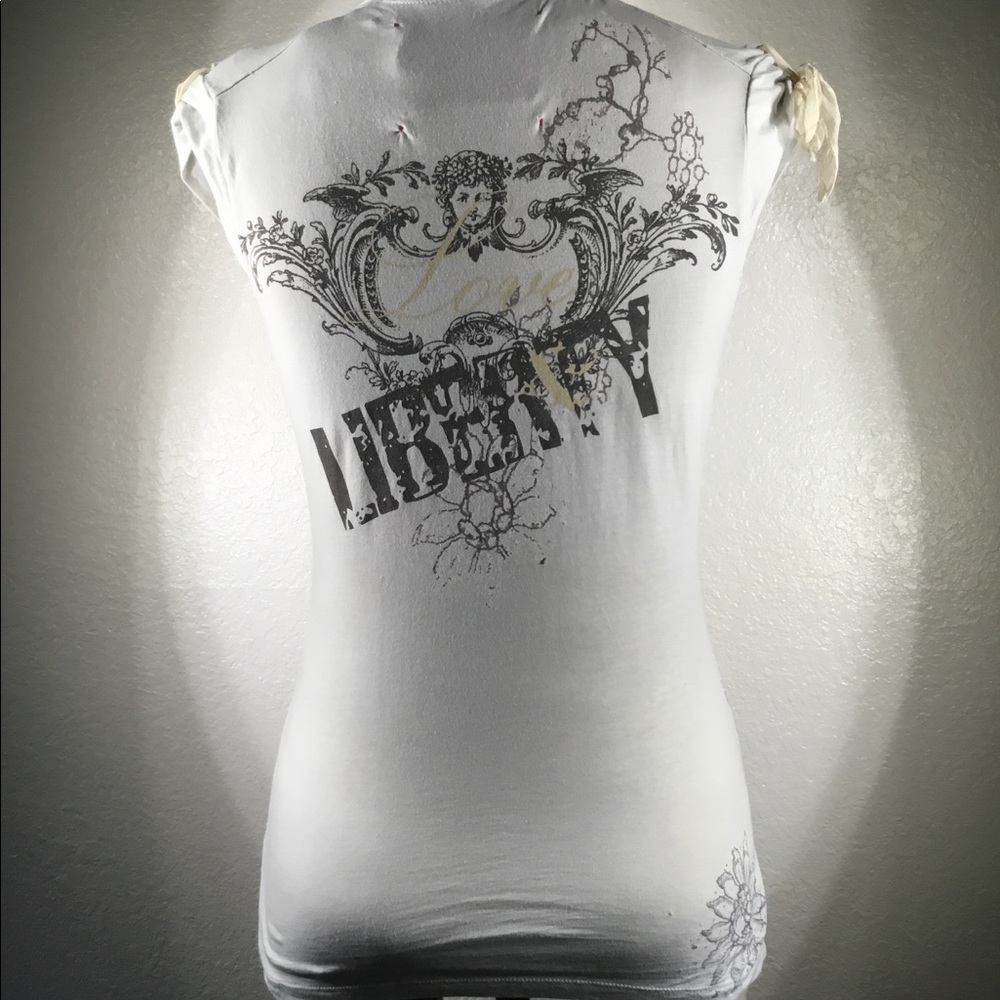 NWOT 4LNL Johnny Was Liberty Swarovski Tee Sz S - Picture 6 of 8